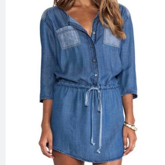 MICHAEL STARS blue chambray mini dress - Picture 1 of 8
